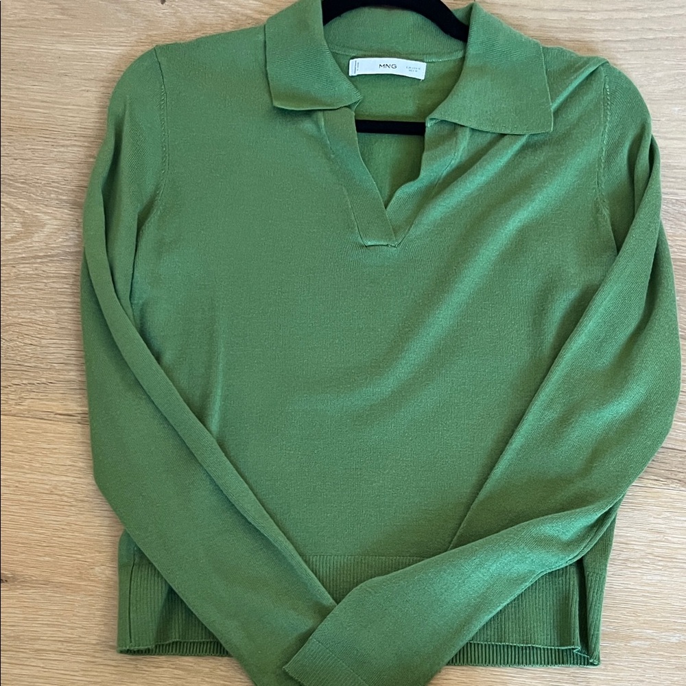 Mango Green Collared Sweater